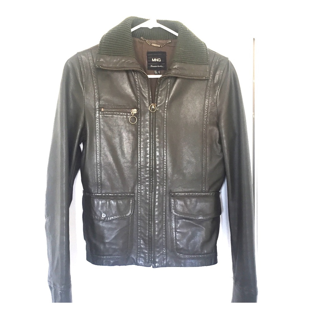 Gorgeous Olive Green Soft Leather Jacket. XS
